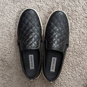 Steve Madden Quilted Black Slip-On Loafers